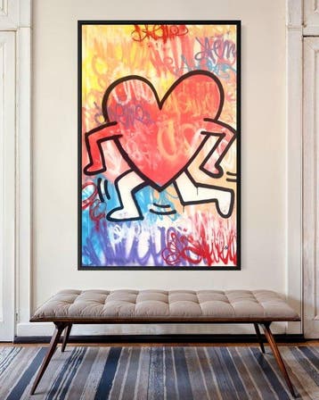 Gunnar Zyl - Running Heart / Keith Haring & Zyl XXL, Antiek en Kunst, Kunst | Schilderijen | Modern