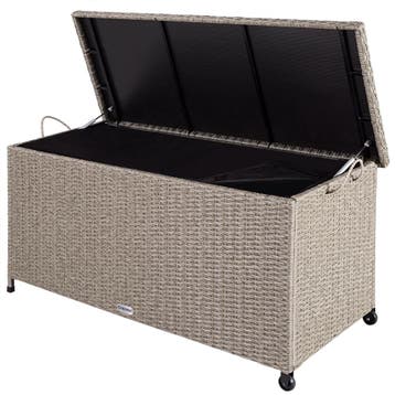 Polyrattan Kussenbox Creme 122x56x61cm met Wielen, Verzenden, Nieuw
