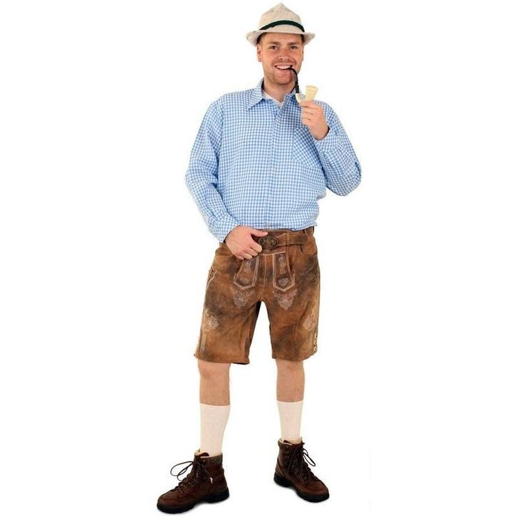 Blauw met wit geblokte Oktoberfest blouse - Oktoberfest ov.., Kleding | Heren, Carnavalskleding en Feestkleding, Ophalen of Verzenden
