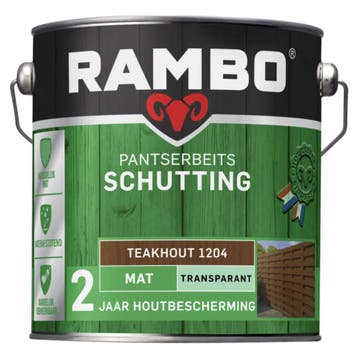 Rambo Pantserbeits Schutting Mat Transparant Teakhout 2.5L, Minder dan 5 liter, Verzenden, Nieuw, Beits