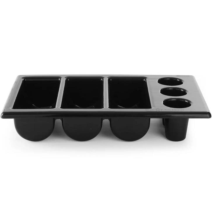 Bestekbak | Kunststof | Zwart | 6-vaks | 1/1 GN |, Zakelijke goederen, Horeca | Keukenapparatuur, Nieuw in verpakking, Verzenden