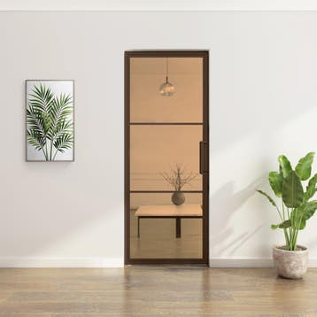 Stalen Taatsdeur - Brons - 3 Vlaks - Brons rook glas, Doe-het-zelf en Verbouw, Deuren en Horren, Minder dan 80 cm, Overige typen