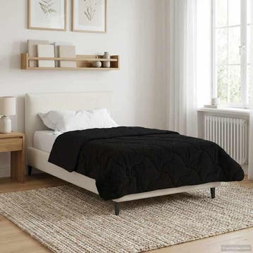 vidaXL Winter Dekbed Zwart 135 x 200 cm Microfiber en Teddy, Verzenden, Nieuw, Zwart
