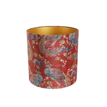 Velours lampenkap rood pauw dessin 40/40/40 binnenkant goud, Verzenden, Nieuw