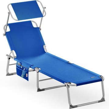 Ligbed Ibiza Blauw 190x59x29cm Alu Zonnescherm (Stoelen), Verzenden, Nieuw