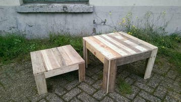 Sloophouten Salontafel , bijzettafel , Hocker en krukjes, 50 tot 100 cm, Vierkant, Nieuw, 50 tot 100 cm