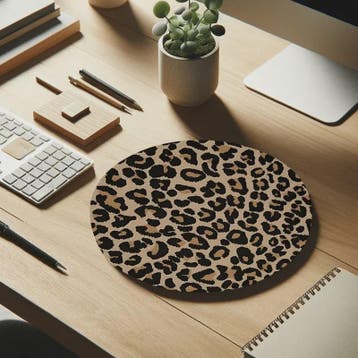 Ronde Luipaardprint Muismat 20x20cm - Antislip Natuurrubber