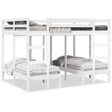 vidaXL Stapelbed 3-voudig grenenhout wit 140x200/70x140 cm, Verzenden, Wit, 140 cm, 200 cm