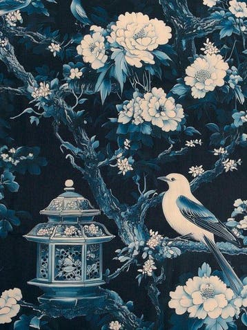 TexStilArt - 5,80 x 1,50 meter Indigo Garden - Exclusief