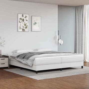 vidaXL Boxspring bed kunstleer wit 200x200 cm, Overige materialen, Verzenden, Wit, Overige maten
