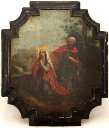 Icoon - Onthoofding van Sint-Barbara - Hout, Antiek en Kunst