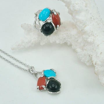 Koraal - Zilver - 2-delige sieradenset - CORALLO