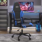 vidaXL Massage gamestoel kunstleer zwart en blauw, Verzenden, Nieuw, Blauw