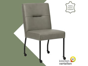 Leren eetkamerstoel met wieltjes Lucky, Bohemian, Industrieel, Modern, Scandinavisch, Nieuw, Leer, Ophalen of Verzenden