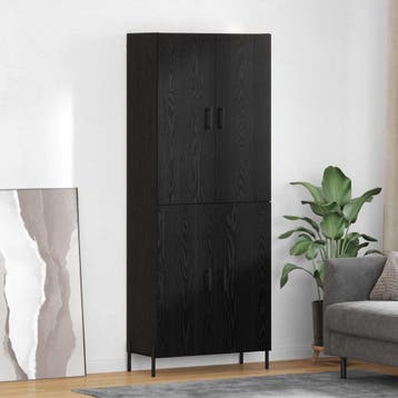 vidaXL Highboard Zwart Eiken 69,5 x 34 x 180 cm Bewerkt hout, Huis en Inrichting, Kasten | Buffetkasten, Minder dan 50 cm, Verzenden