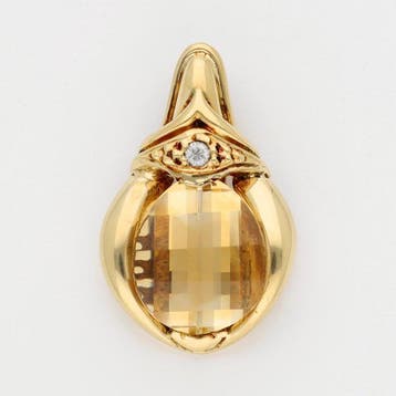 Hanger - 14 karaat Geel goud - Diamant - Citrien, Sieraden, Tassen en Uiterlijk