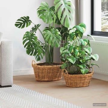 vidaXL Plantenmand met opslag GENDT 2 st Natuurlijk Bruin, Verzenden, Nieuw