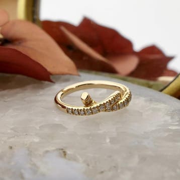 Bron Jewelry gouden ring met diamant; 0,22 ct., Sieraden, Tassen en Uiterlijk, Ringen, Gebruikt, Ophalen of Verzenden, Kleiner dan 17