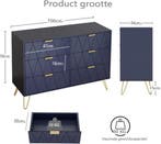 Commode - Dressoir - Ladekast - 100x34x73 cm - Marineblauw -, Verzenden, Zo goed als nieuw
