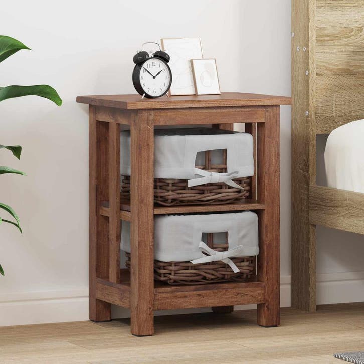 vidaXL Bijzettafel Bruin 38 x 28 x 50 cm Massief mahoniehout, Huis en Inrichting, Slaapkamer | Nachtkastjes, Nieuw, Minder dan 45 cm