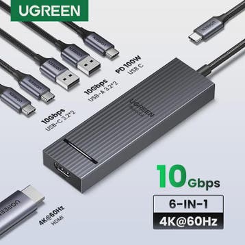 UGREEN USB-C Hub 10Gbps, 4K@60Hz HDMI, 100W PD Docking Stati, Verzenden, Nieuw