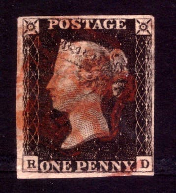 Groot-Brittannië 1840 - 1d zwart met rood maltees kruis -, Gestempeld