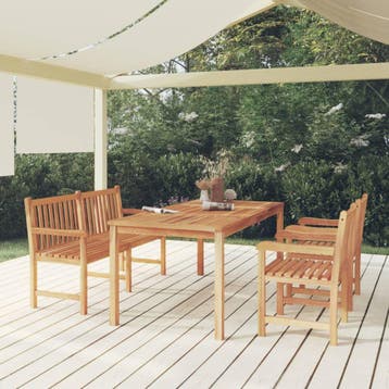 vidaXL 4-delige Tuinset massief teakhout, Verzenden, Nieuw, Teakhout, Tuinset