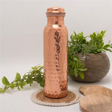 Puur koperen waterfles gehamerd gepolijst ± 750 ml (in luxe, Ophalen of Verzenden, Nieuw