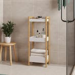 Badkamerrek Anun 75x28x20 cm naturel en wit [en.casa], Verzenden, Nieuw