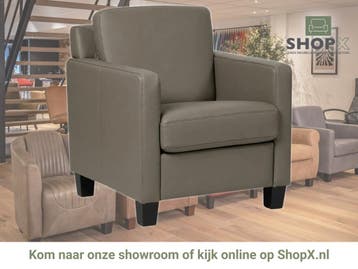 Leren fauteuil Smart - Toledo Smog (grijs) - Poten hout, Nieuw, Ophalen of Verzenden, Bohemian, Eigentijds, Modern, Retro, 50 tot 75 cm