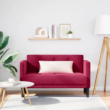 vidaXL Loveseat bank wijnrood 111 cm fluweel, Verzenden, Nieuw, Stof