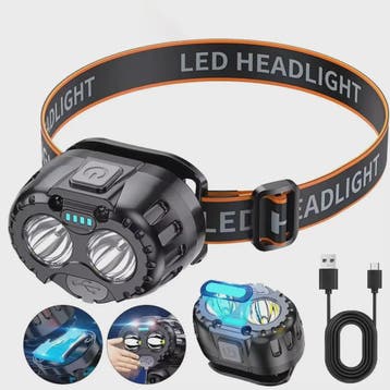 Noodhoofdlamp met Bewegingssensor - Oplaadbaar via USB - 250, Verzenden, Nieuw
