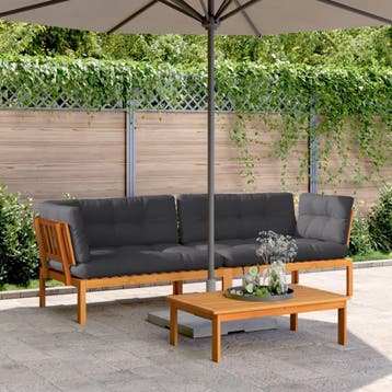 vidaXL Tuinhoekbanken 2 st pallet met kussens massief, Tuin en Terras, Verzenden, Nieuw, Hardhout