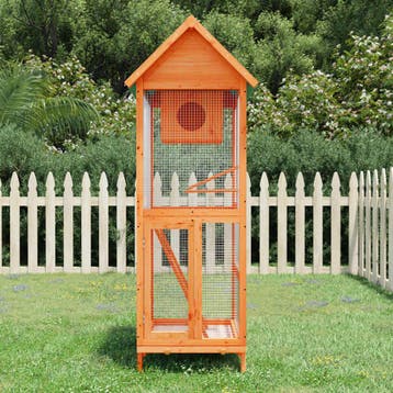vidaXL Volière 60x58,5x160 cm massief grenenhout bruin, Verzenden, Nieuw