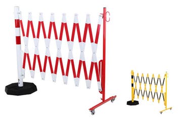 Verplaatsbare paal met harmonicahek  -  Wit & Rood  -  x, Verzenden