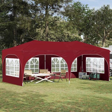 vidaXL Pop-up partytent 575 x 288 x 245 cm Bordeauxrood, Verzenden, Nieuw, Partytent