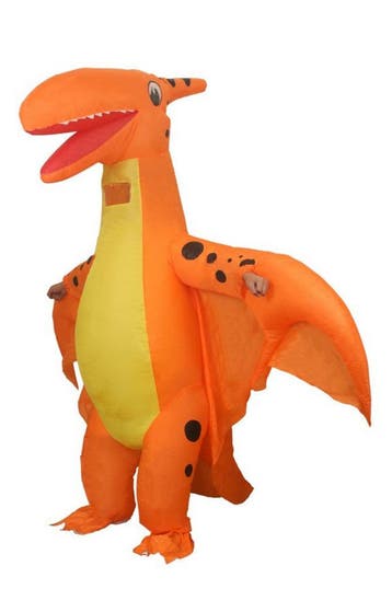 KIMU® Opblaas Kostuum Pterosaurus Oranje Opblaasbaar Pak Din, Kleding | Heren, Carnavalskleding en Feestkleding, Carnaval, Nieuw