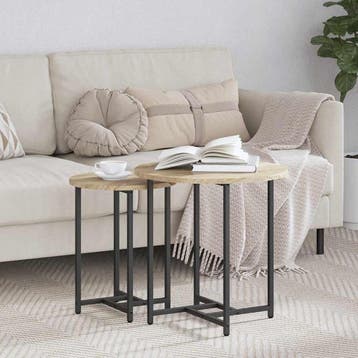 vidaXL Bijzettafelset 2 st Sonoma Eiken en Zwart 50 x 50 x, Verzenden, Nieuw