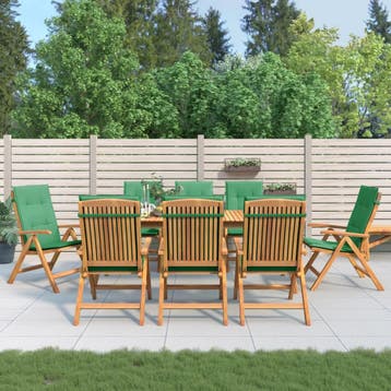 vidaXL Verstelbare klapstoelen met kussens, 8 stuks, massief, Verzenden, Nieuw, Hout