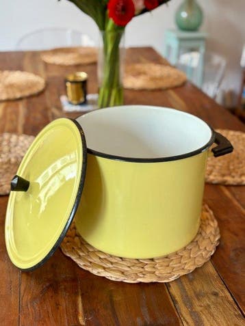 Kookpan - Emaille - Vintage cocotte en braadpan