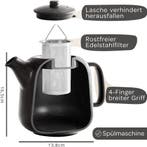 Theepot met filter - Keramiek - 1,3L - RVS - Zwart - STEINZE, Verzenden, Zo goed als nieuw