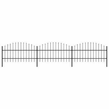 vidaXL Tuinhek met speerpunt staal 504x100 cm zwart, Verzenden, Nieuw, IJzer, 1 tot 2 meter