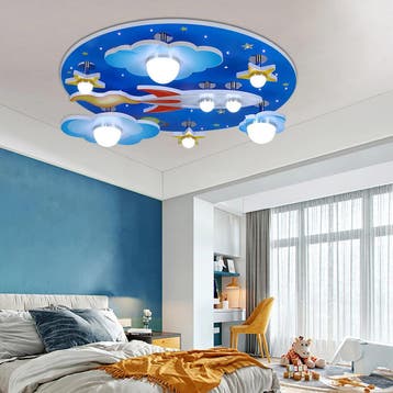 Kinderkamer LED plafondlamp ruimte blauw, Verzenden, Nieuw