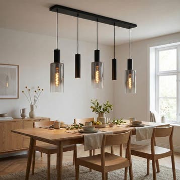 Moderne Hanglamp | Zwart | 2 x GU10 zwarte kokers, Ophalen of Verzenden, Nieuw, Metaal, Modern