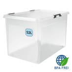 Opbergdoos Transparant met wieltjes 60x40x35cm - 52L, Verzenden, Nieuw