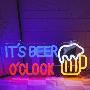 LED Neon Sfeerlicht 'It's Beer O'Clock' - Bar, Garage & Man, Verzamelen, Verzenden, Nieuw