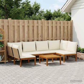 vidaXL 7 st Massief acaciahout & touw Naturel, Verzenden, Nieuw, 7 zitplaatsen