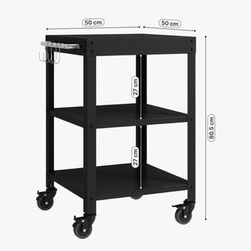 Trolley Bolognano serveerwagen met wielen zwart casa.pro, Verzenden