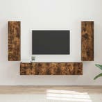 Tv-meubelset Wandgemonteerd 4 pcs Gerookt eiken Bewerkt hout, Verzenden, Nieuw