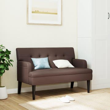 vidaXL Bankje met rugleuning 112x65,5x75 cm kunstleer bruin, Huis en Inrichting, Banken | Bankstellen, Verzenden, Nieuw, Leer